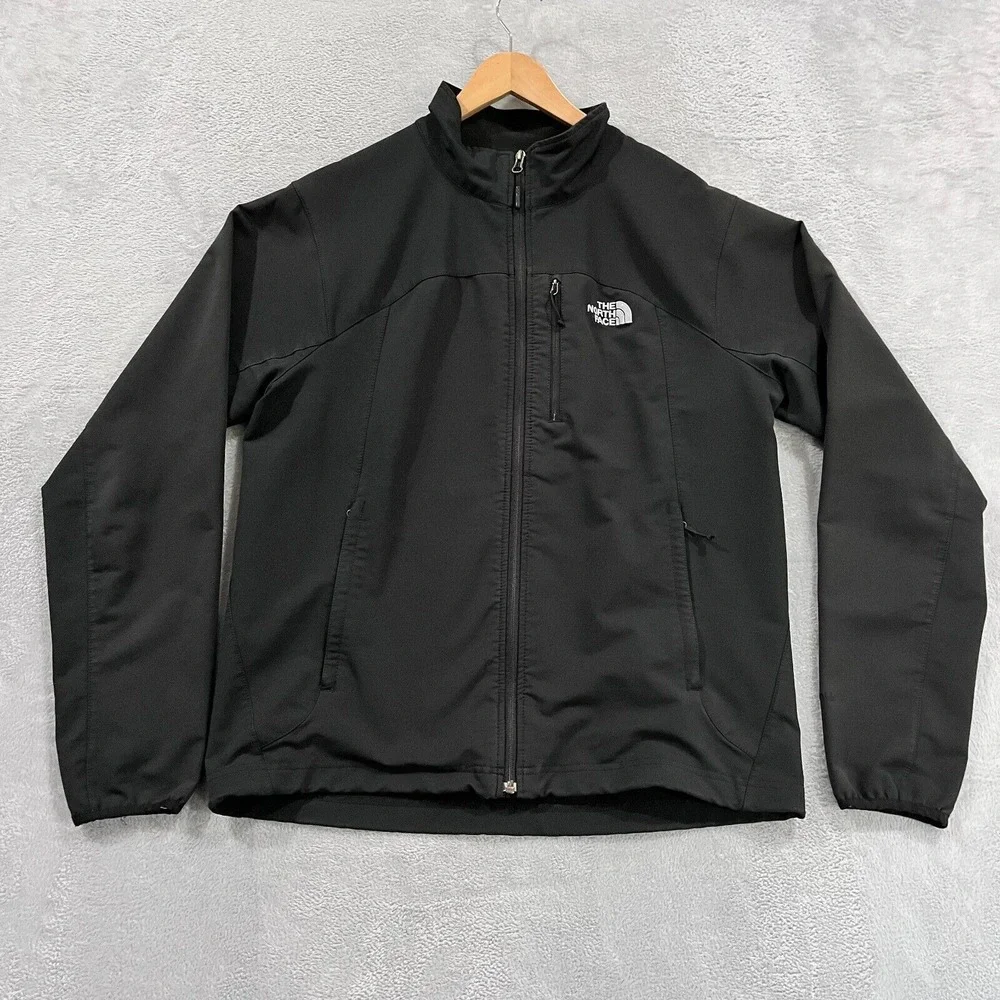 The North Face Windwall Jacket Mens Large Black Soft Shell Full Zip Coat